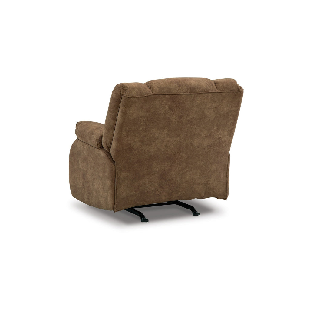 Zoj 40 Inch Manual Recliner Chair Rocker Cushioned Brown Faux Leather By Casagear Home BM309318