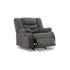 Zoj 40 Inch Manual Recliner Chair Rocker Cushioned Gray Faux Leather By Casagear Home BM309319