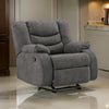 Zoj 40 Inch Manual Recliner Chair, Rocker, Cushioned Gray Faux Leather By Casagear Home