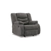 Zoj 40 Inch Manual Recliner Chair Rocker Cushioned Gray Faux Leather By Casagear Home BM309319