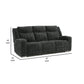 Kavi 87 Inch Manual Recliner Sofa Drop Down Table Soft Black Polyester By Casagear Home BM309322