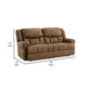 Avi 92 Inch Sofa Dual Seat Power Recliner Brown Faux Leather Upholstery By Casagear Home BM309326