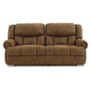 Avi 92 Inch Sofa Dual Seat Manual Recliner Brown Faux Leather Upholstery By Casagear Home BM309327