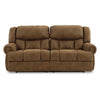 Avi 92 Inch Sofa Dual Seat Manual Recliner Brown Faux Leather Upholstery By Casagear Home BM309327