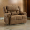 Avi 55 Inch Chair, Pull Tab Manual Recliner, Wide Seat, Brown Faux Leather By Casagear Home