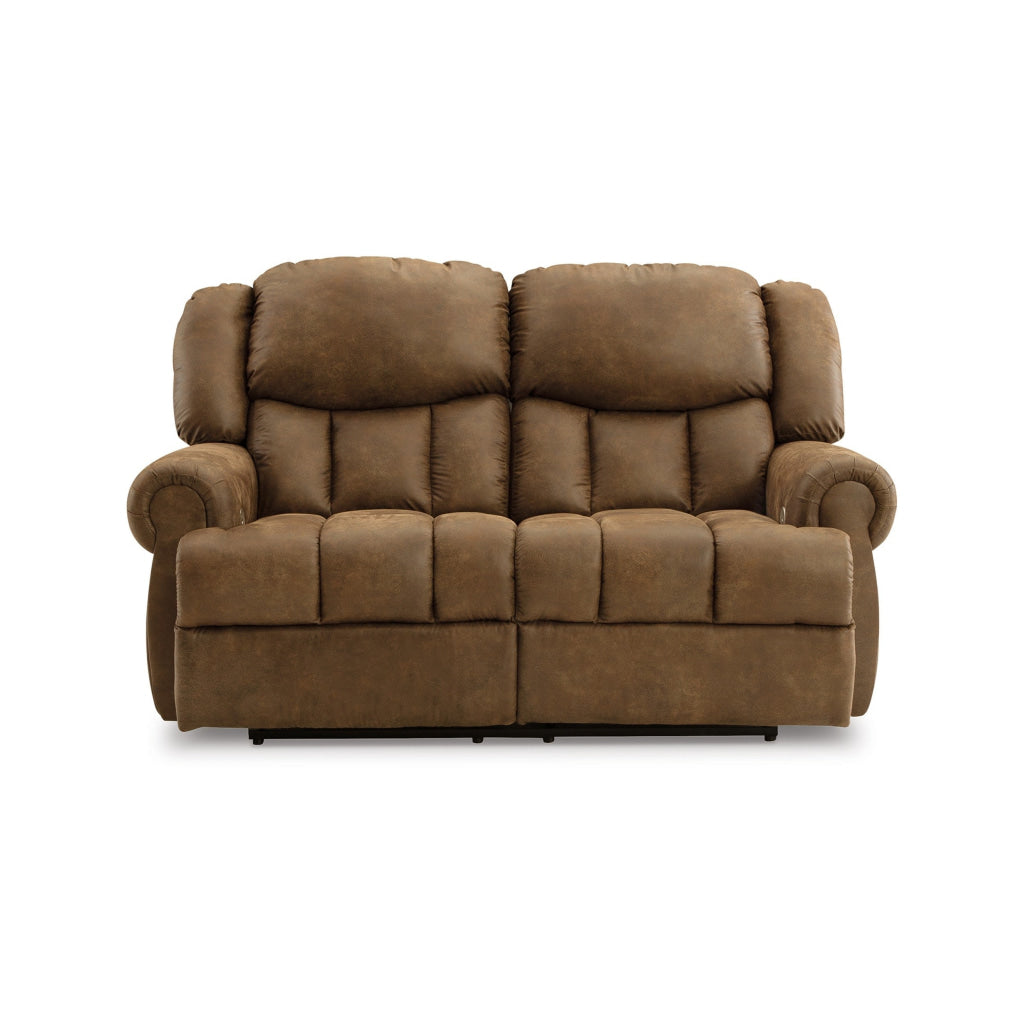 Avi 76 Inch Loveseat Power Reclining USB Brown Faux Leather Cushions By Casagear Home BM309330