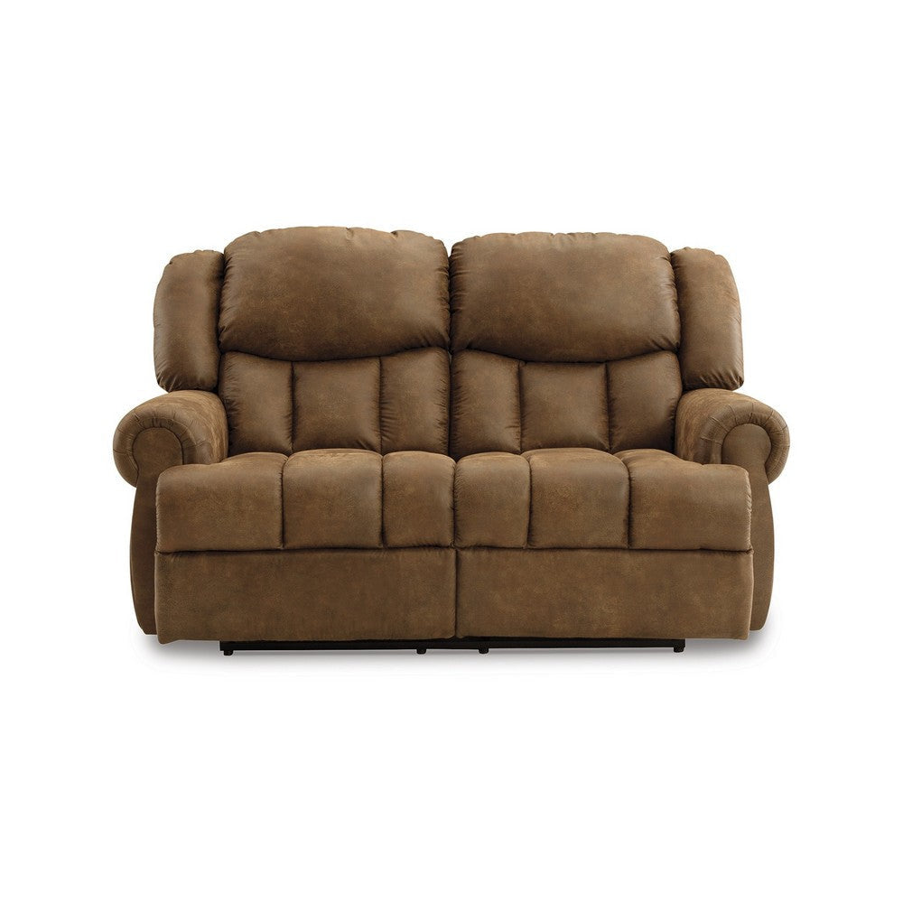 Avi 75 Inch Loveseat Manual Recliner Cushioned Brown Faux Leather By Casagear Home BM309331