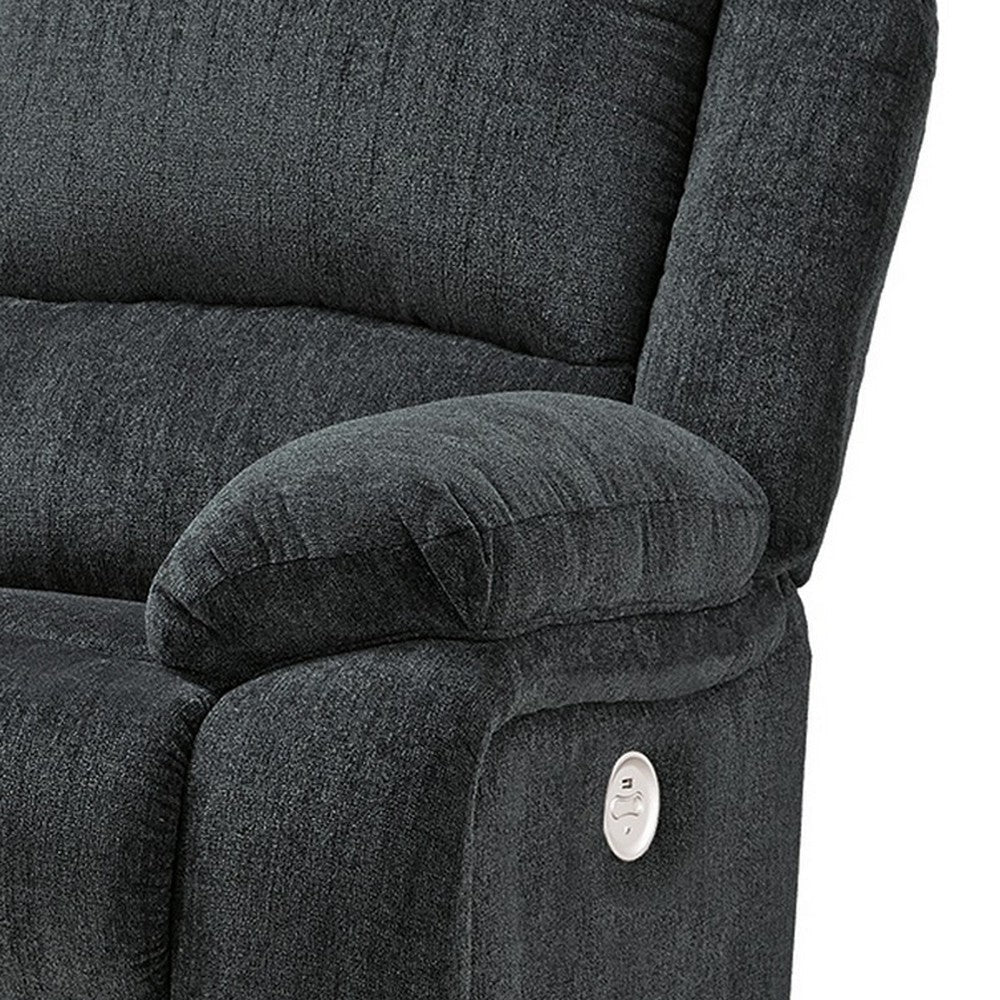 Wie 87 Inch Power Recliner Sofa USB Slate Gray Poly Chenille Upholstery By Casagear Home BM309332