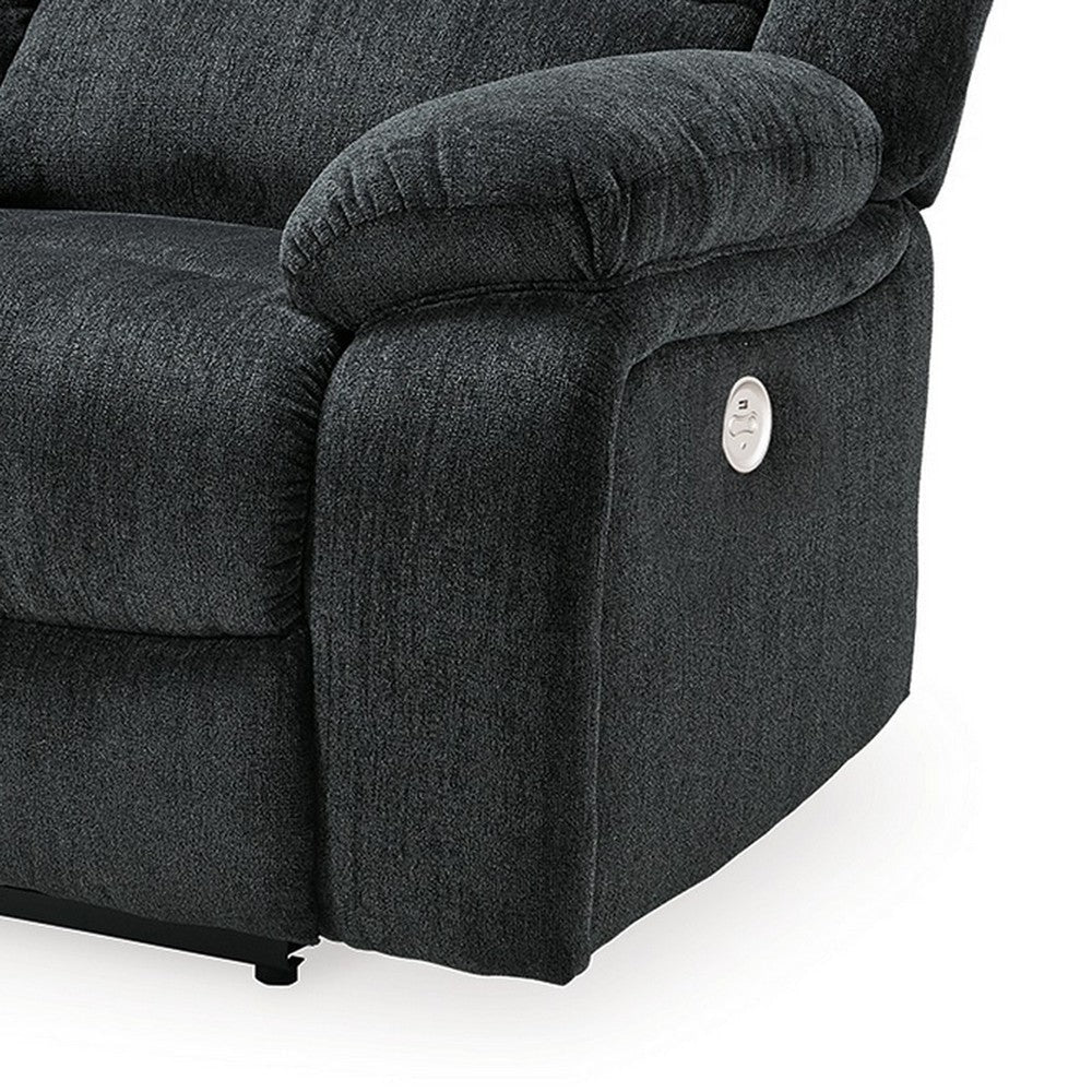 Wie 76 Inch Power Recliner Loveseat Center Console Slate Gray Chenille By Casagear Home BM309333