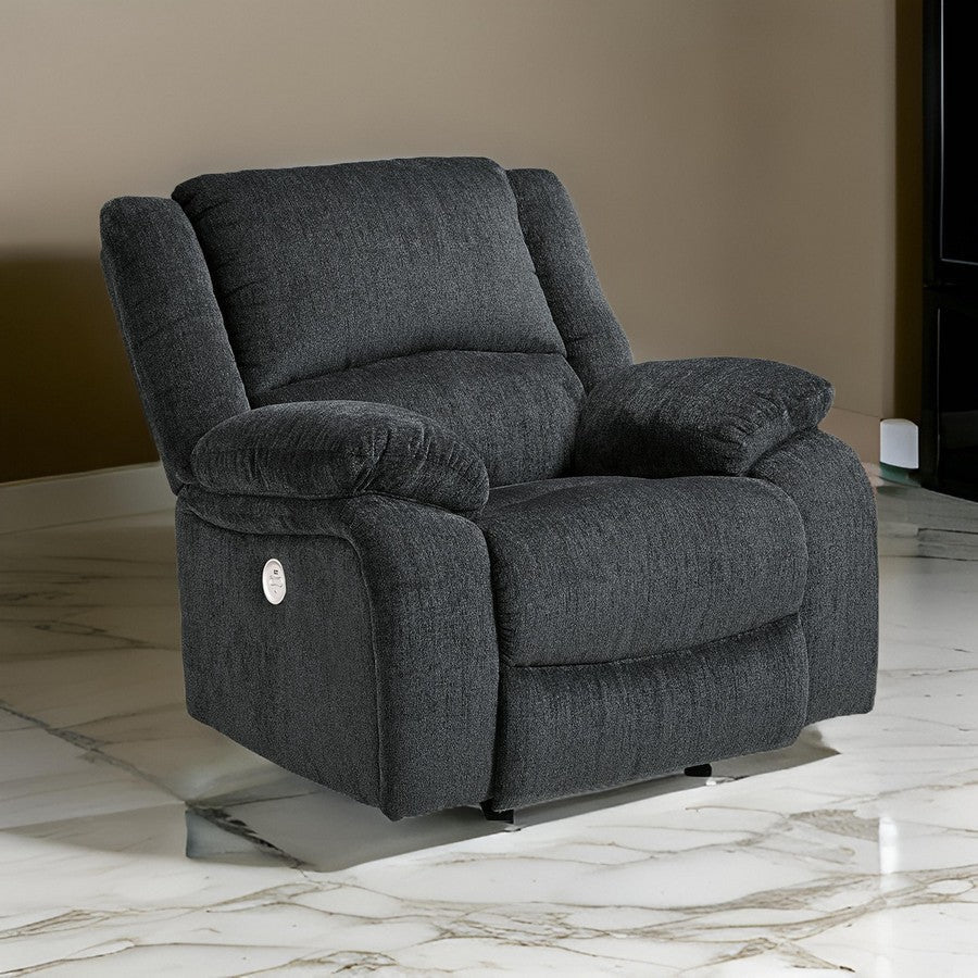 Wie 39 Inch Power Recliner Chair Rocker Slate Gray Chenille Upholstery By Casagear Home BM309334