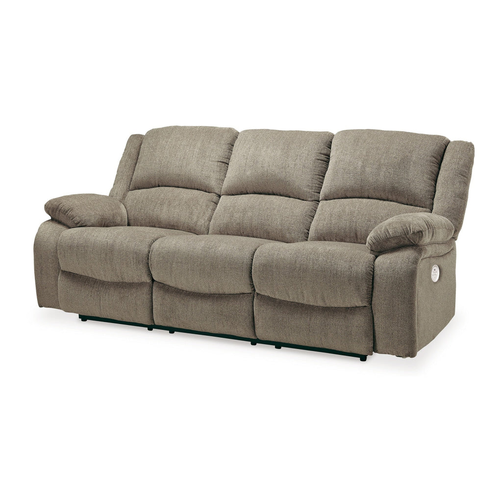 Wie 87 Inch Power Recliner Sofa USB Pewter Gray Chenille Upholstery By Casagear Home BM309335