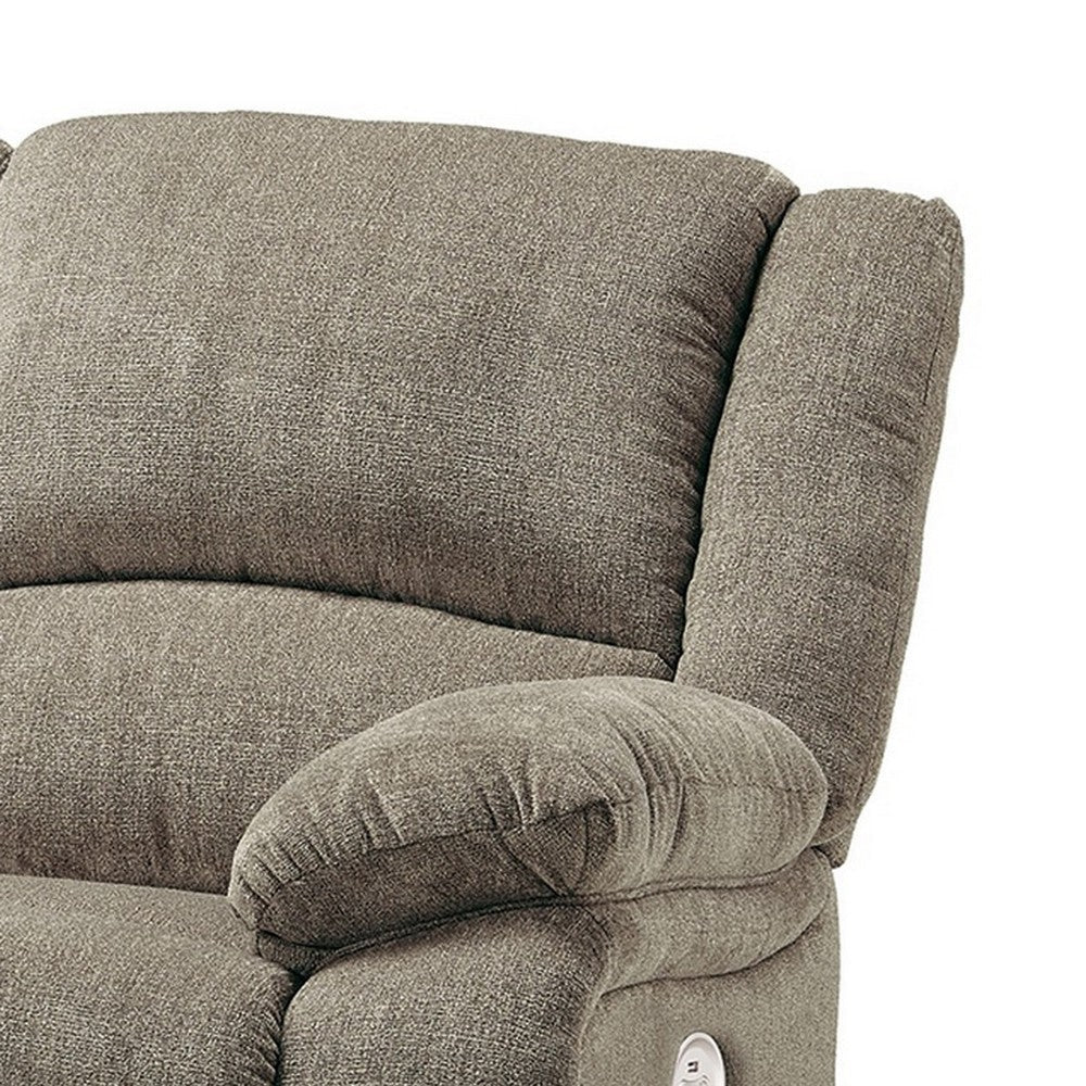 Wie 87 Inch Power Recliner Sofa USB Pewter Gray Chenille Upholstery By Casagear Home BM309335