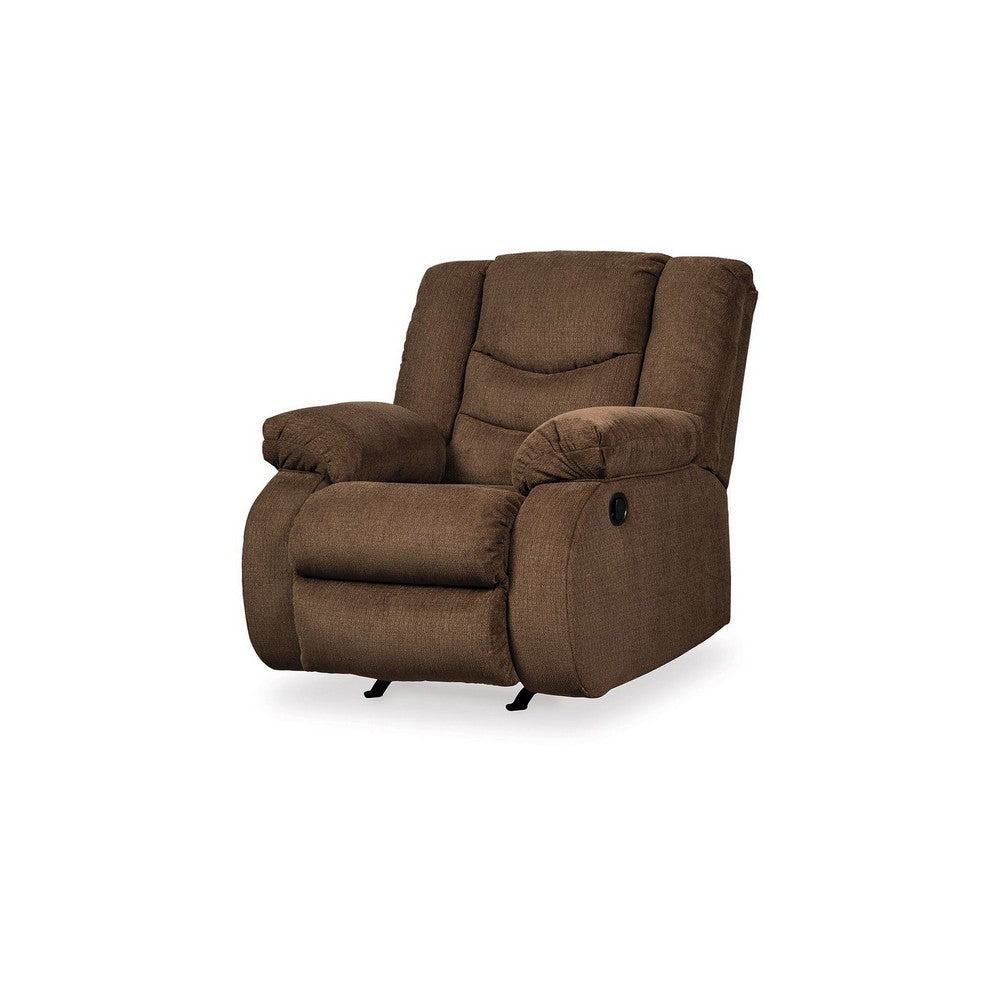 Tee 40 Inch Manual Recliner Chair Rocker Chocolate Brown Chenille By Casagear Home BM309338