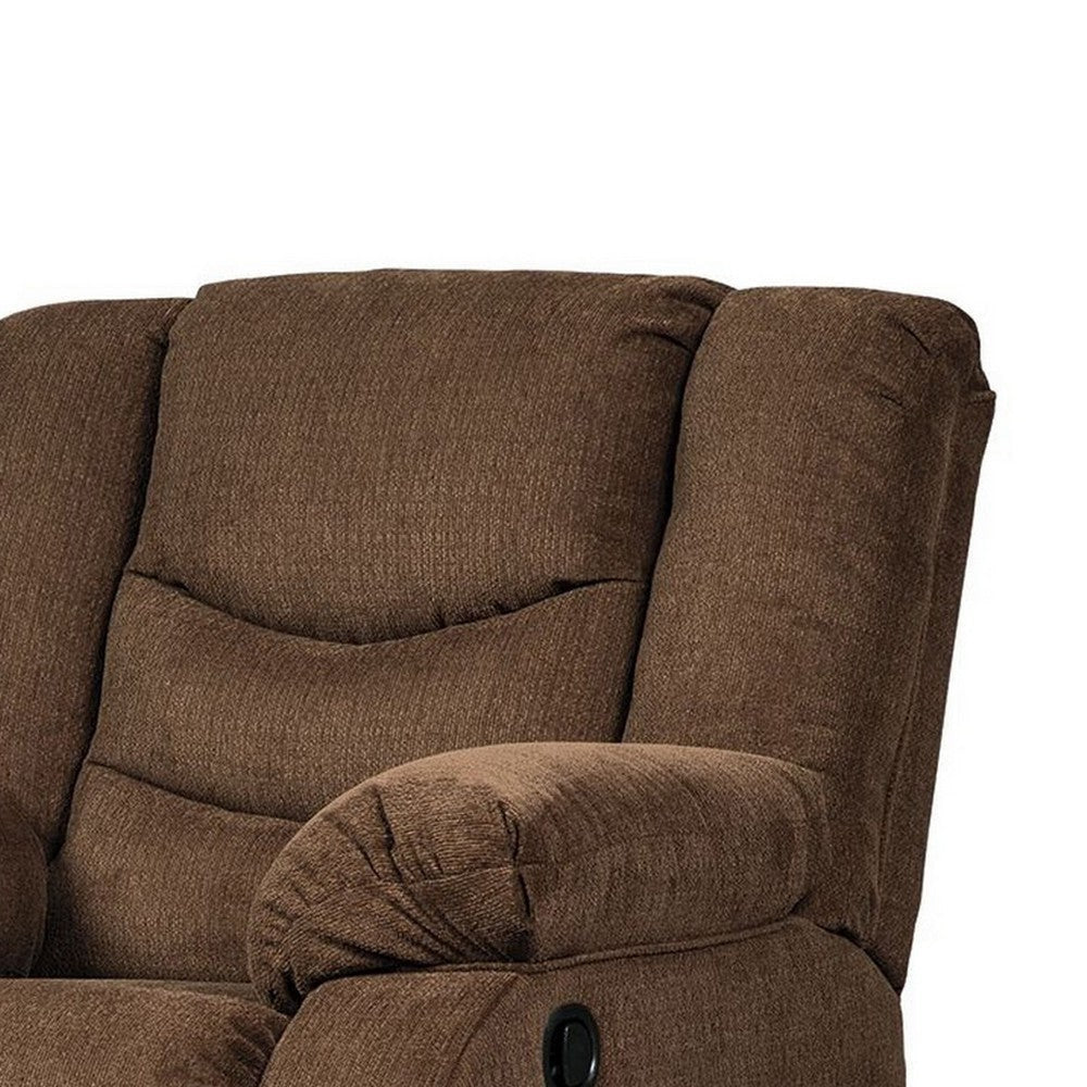 Tee 40 Inch Manual Recliner Chair Rocker Chocolate Brown Chenille By Casagear Home BM309338