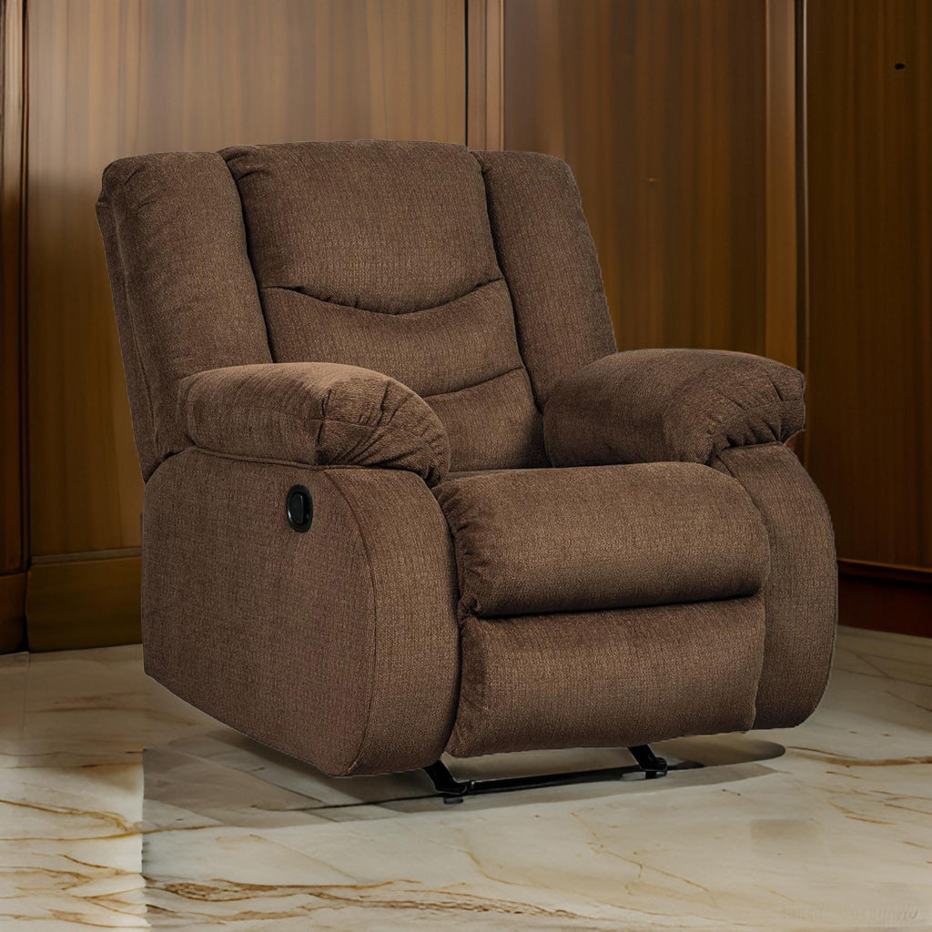 Tee 40 Inch Manual Recliner Chair Rocker Chocolate Brown Chenille By Casagear Home BM309338