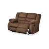 Tee 63 Inch Manual Recliner Loveseat Cushioned Chocolate Brown Chenille By Casagear Home BM309339