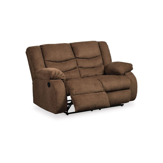 Tee 63 Inch Manual Recliner Loveseat, Cushioned, Chocolate Brown Chenille By Casagear Home