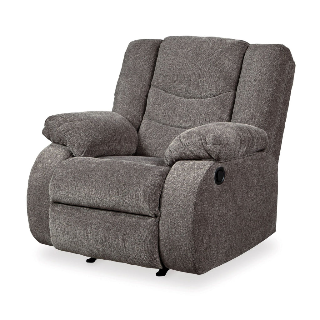 Tee 40 Inch Manual Recliner Chair Rocker Gray Chenille Upholstery By Casagear Home BM309341