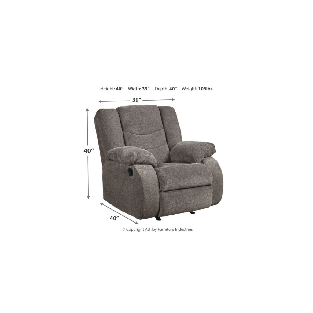 Tee 40 Inch Manual Recliner Chair Rocker Gray Chenille Upholstery By Casagear Home BM309341