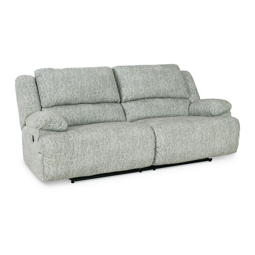 Zil 93 Inch Manual Recliner Sofa Cushioned Wide Seat Gray Polyester By Casagear Home BM309344