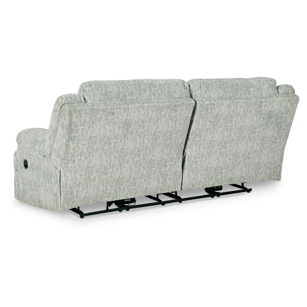 Zil 93 Inch Manual Recliner Sofa Cushioned Wide Seat Gray Polyester By Casagear Home BM309344