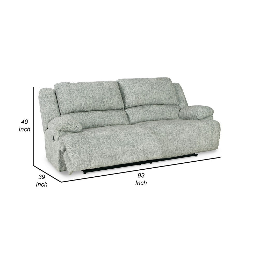 Zil 93 Inch Manual Recliner Sofa Cushioned Wide Seat Gray Polyester By Casagear Home BM309344