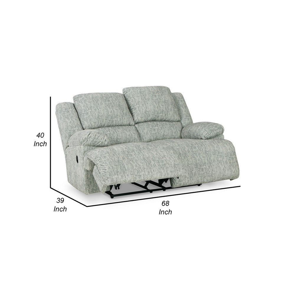 Zil 68 Inch Manual Recliner Loveseat Cushioned Seat Gray Polyester By Casagear Home BM309345