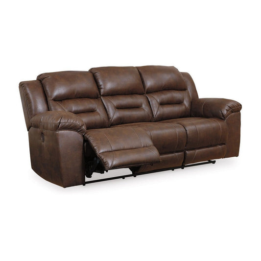 Aky 90 Inch Power Recliner Sofa, Cushioned Seat, Dark Brown Faux Leather By Casagear Home