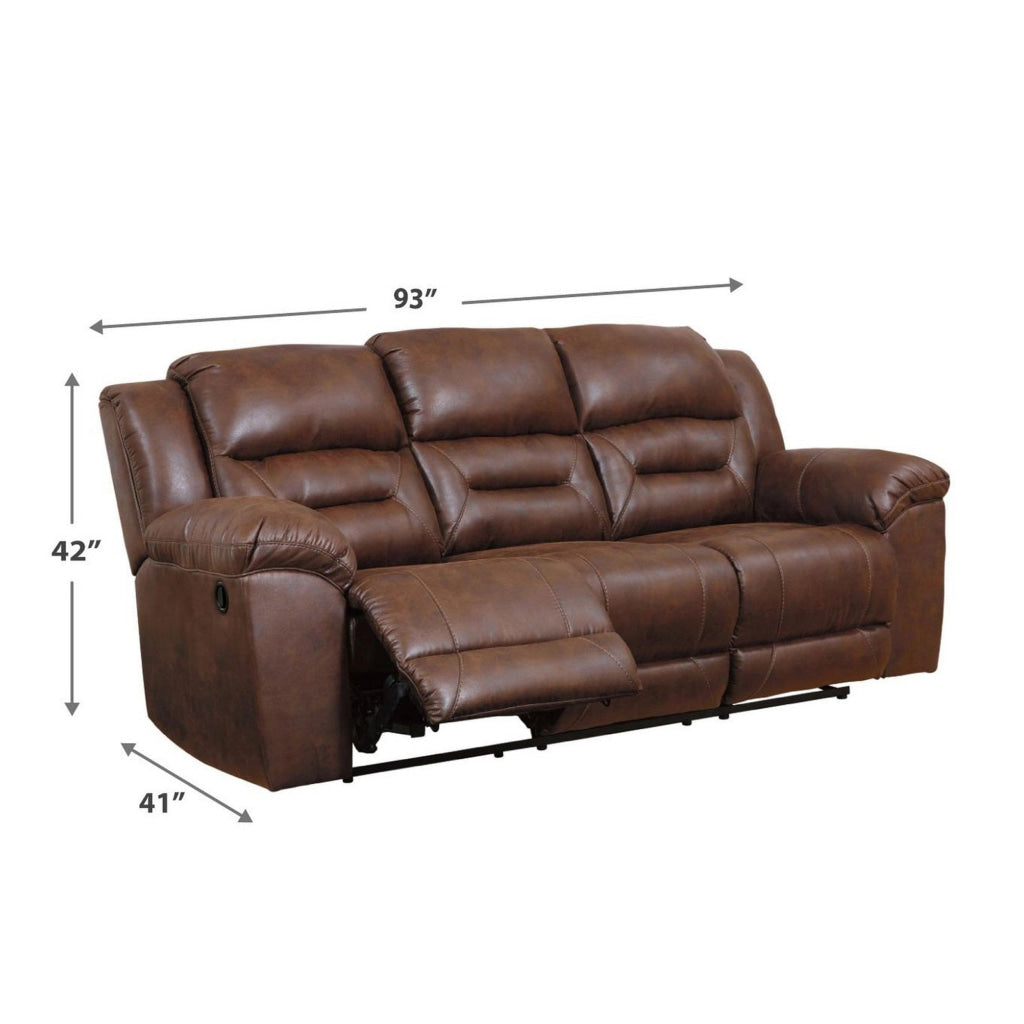 Aky 90 Inch Manual Recliner Sofa Cushioned Seat Dark Brown Faux Leather By Casagear Home BM309351