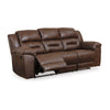 Aky 90 Inch Manual Recliner Sofa, Cushioned Seat, Dark Brown Faux Leather By Casagear Home