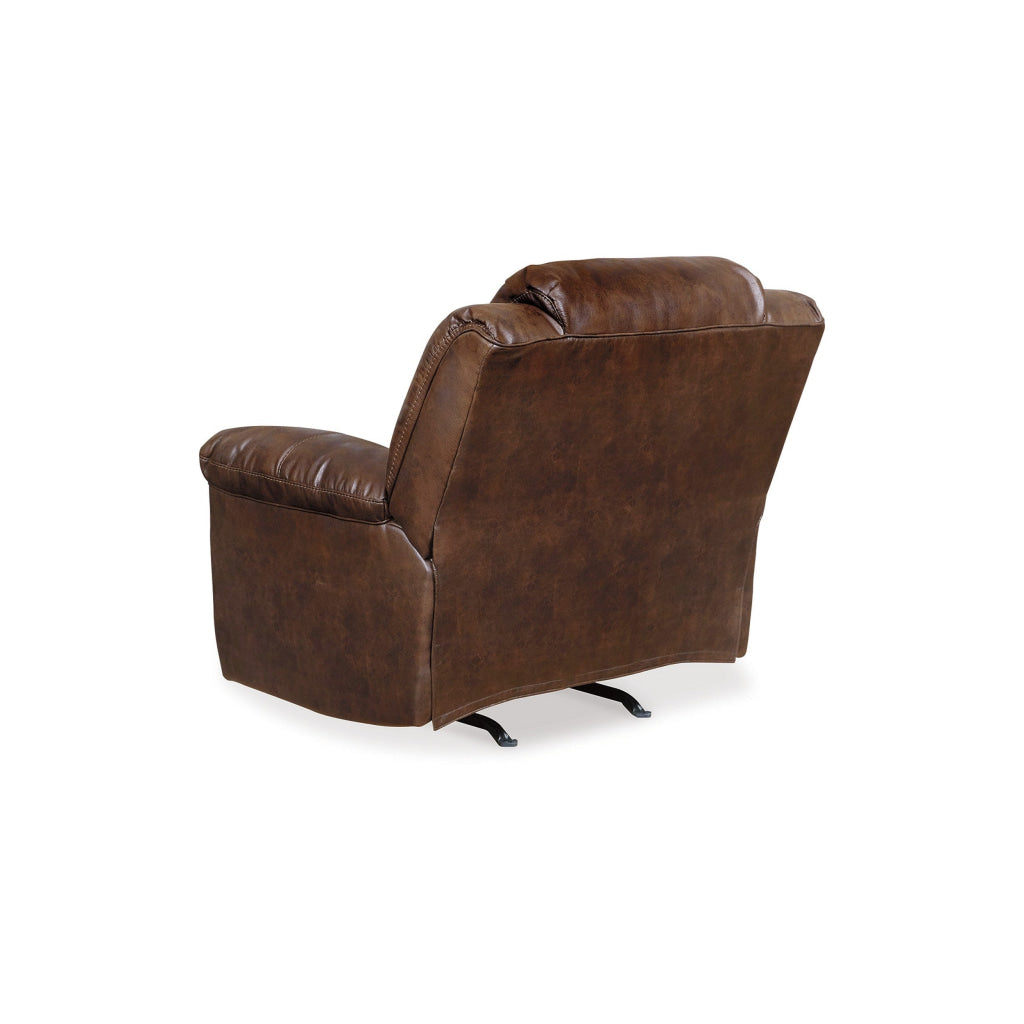 Aky 43 Inch Power Recliner Chair Rocker Cushioned Dark Brown Faux Leather By Casagear Home BM309352