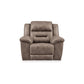 Aky 43 Inch Power Recliner Chair Rocker Cushioned Soft Taupe Faux Leather By Casagear Home BM309354