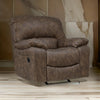 Fid 42 Inch Manual Recliner Chair Rocker, Cushioned, Brown Faux Leather By Casagear Home