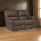 Fid 67 Inch Manual Recliner Loveseat, Cushioned Seats, Brown Faux Leather By Casagear Home