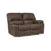 Fid 67 Inch Manual Recliner Loveseat, Cushioned Seats, Brown Faux Leather By Casagear Home