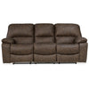 Fid 89 Inch Manual Recliner Sofa Cushioned Seat Brown Faux Leather By Casagear Home BM309357