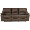 Fid 89 Inch Manual Recliner Sofa Cushioned Seat Brown Faux Leather By Casagear Home BM309357