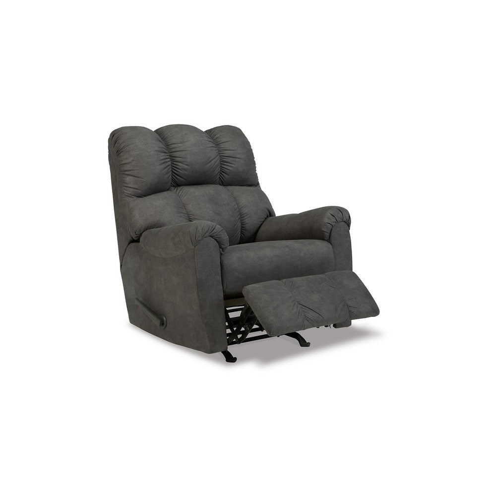 Zom 39 Inch Manual Recliner Chair Rocker Slate Gray Vegan Faux Leather By Casagear Home BM309358