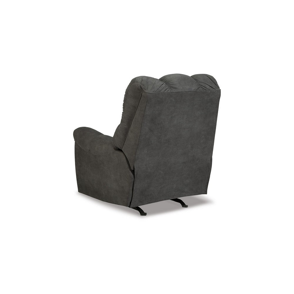 Zom 39 Inch Manual Recliner Chair Rocker Slate Gray Vegan Faux Leather By Casagear Home BM309358