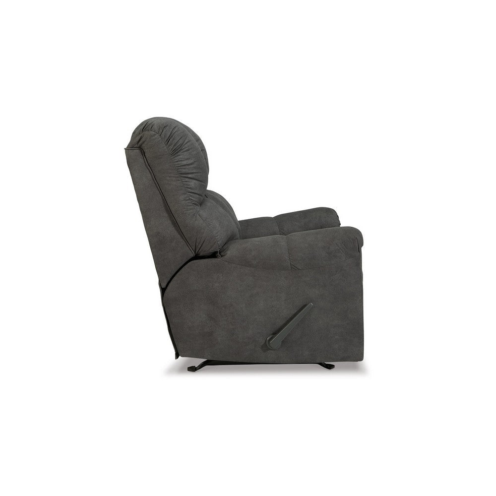 Zom 39 Inch Manual Recliner Chair Rocker Slate Gray Vegan Faux Leather By Casagear Home BM309358