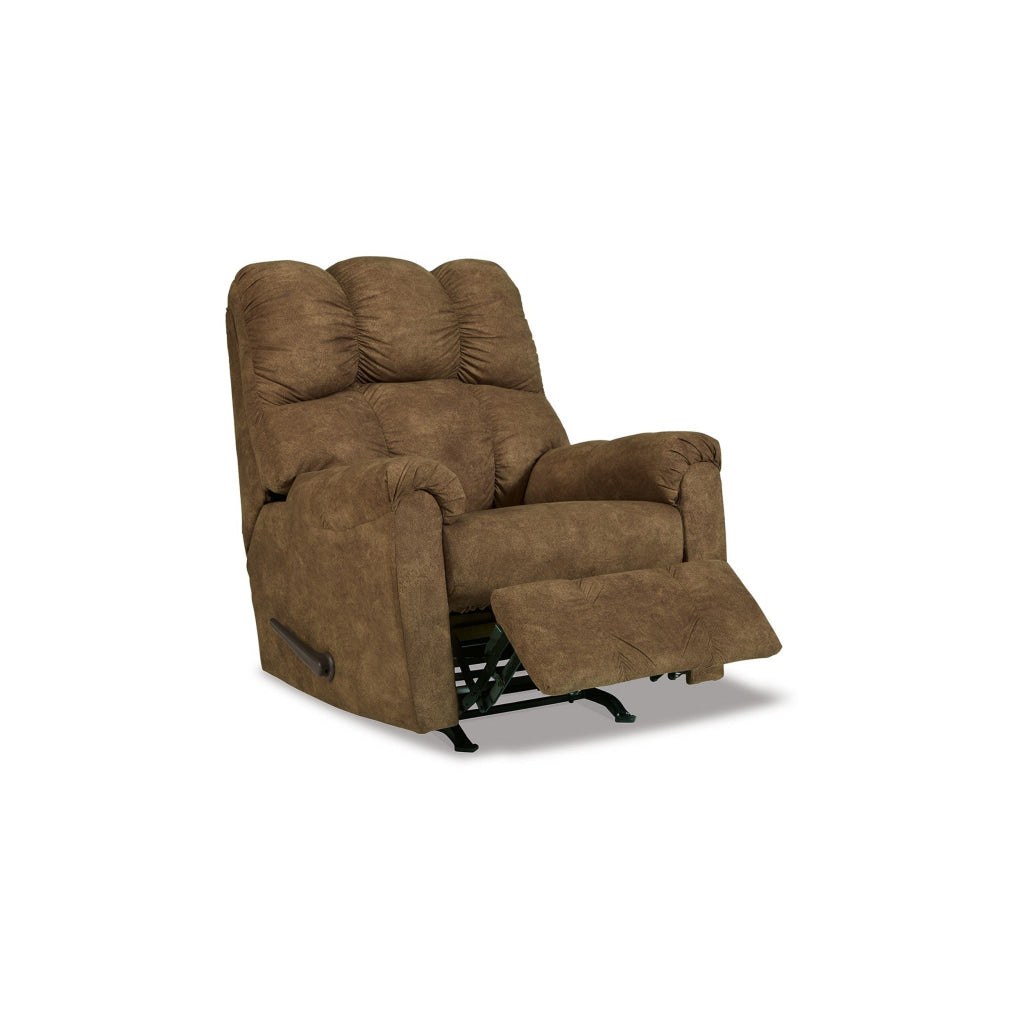 Zom 39 Inch Manual Recliner Chair Rocker Warm Brown Vegan Faux Leather By Casagear Home BM309359