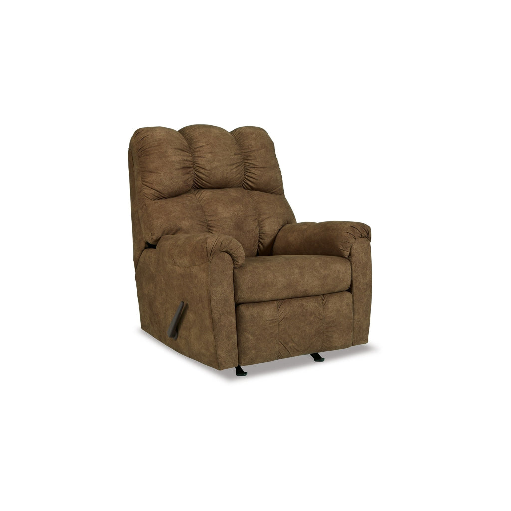 Zom 39 Inch Manual Recliner Chair Rocker Warm Brown Vegan Faux Leather By Casagear Home BM309359