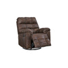 Cuf 39 Inch Swivel Glider Recliner Grid Tufting Vegan Leather Brown By Casagear Home BM309360