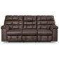 Cuf 90 Inch Reclining Sofa With Drop Down Table 2 Cup Holder Dark Brown By Casagear Home BM309361