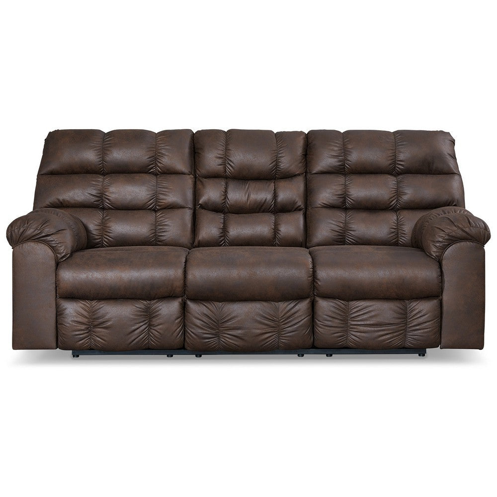 Cuf 90 Inch Reclining Sofa With Drop Down Table 2 Cup Holder Dark Brown By Casagear Home BM309361