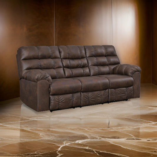 Cuf 90 Inch Reclining Sofa With Drop Down Table 2 Cup Holder Dark Brown By Casagear Home BM309361