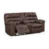 Cuf 79 Inch Double Reclining Loveseat With Console Grid Tufting Brown By Casagear Home BM309362