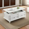 48 Inch Coffee Table, Lift Top Function, 2 Drawers, White Poplar Wood  By Casagear Home