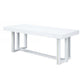 Raza 76 Inch Dining Table Classic White Finish Open Panel Metal Base By Casagear Home BM309386