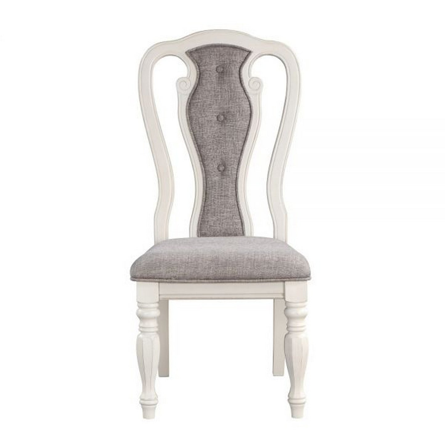 Fil 23 Inch Dining Side Chair Set of 2 Tufted Gray Fabric Queen Anne By Casagear Home BM309389